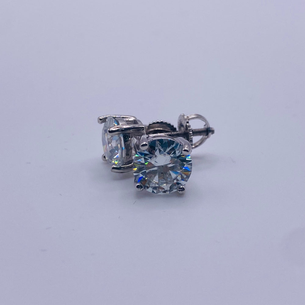Real 925 Sterling Silver Moissanite 4  CTW Solitary Earrings