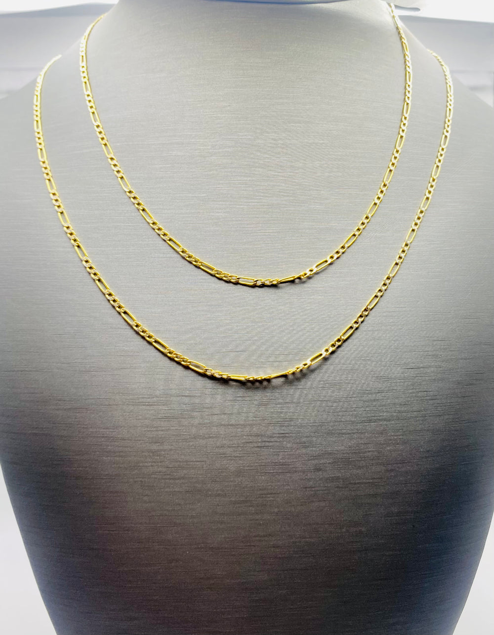 Real 14KT Gold Stylish 2.5mm Figaro Chain
