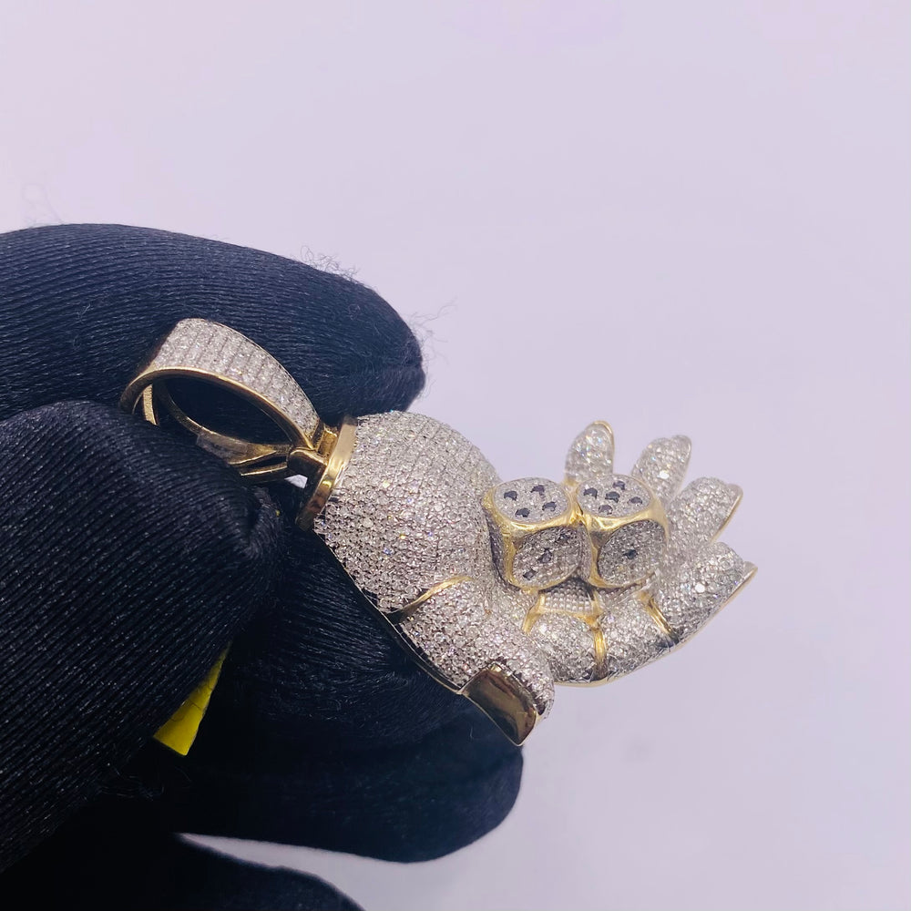 Real 10KT Gold with 1.99 CTW Diamond “Dice Hands” Charm