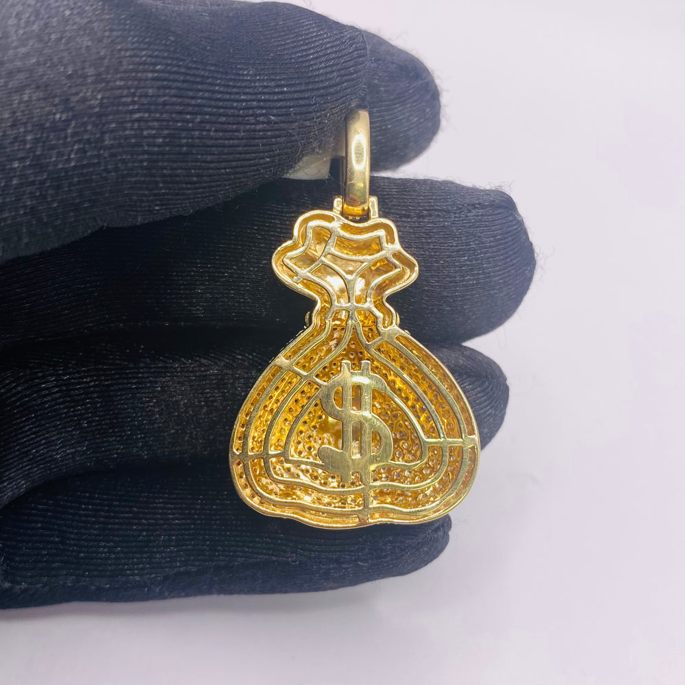 Real 10KT Gold with 1.95 CTW Diamond “$Money Bag$” Charm