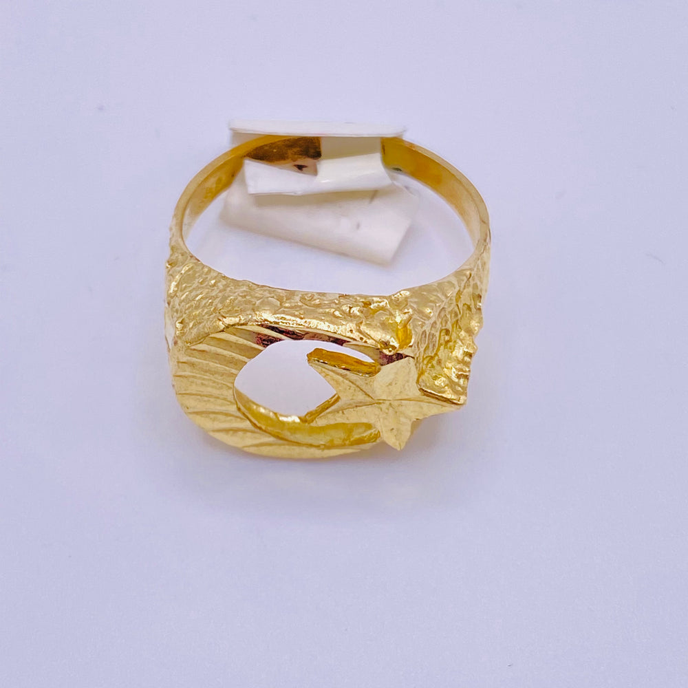 Real 10kt Gold Moon and Star Men’s Gold Ring