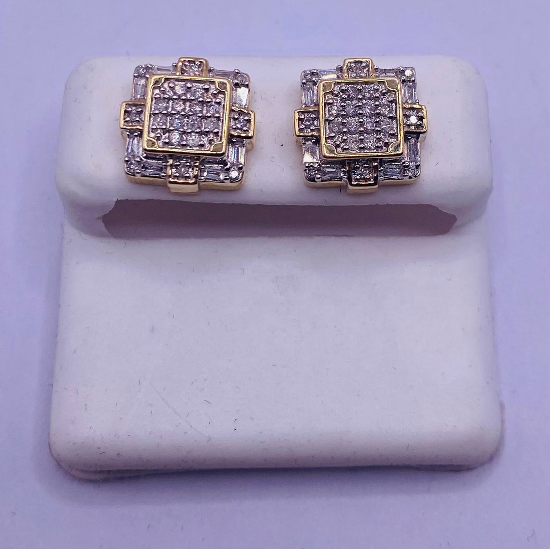 Genuine 10KT Gold 0.46 CTW Diamond Earrings