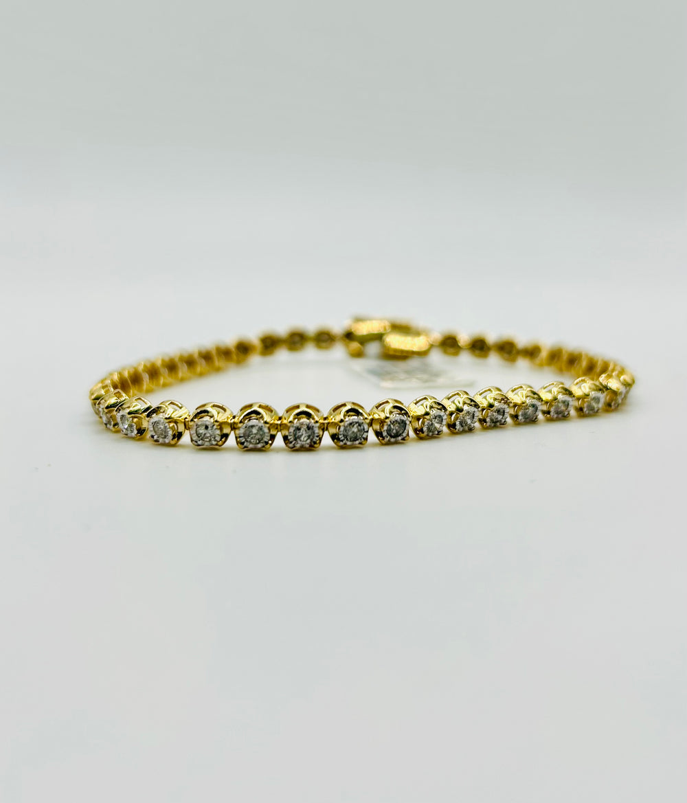 Real 10KT Yellow Gold & 1.23CTW Diamond Bracelet