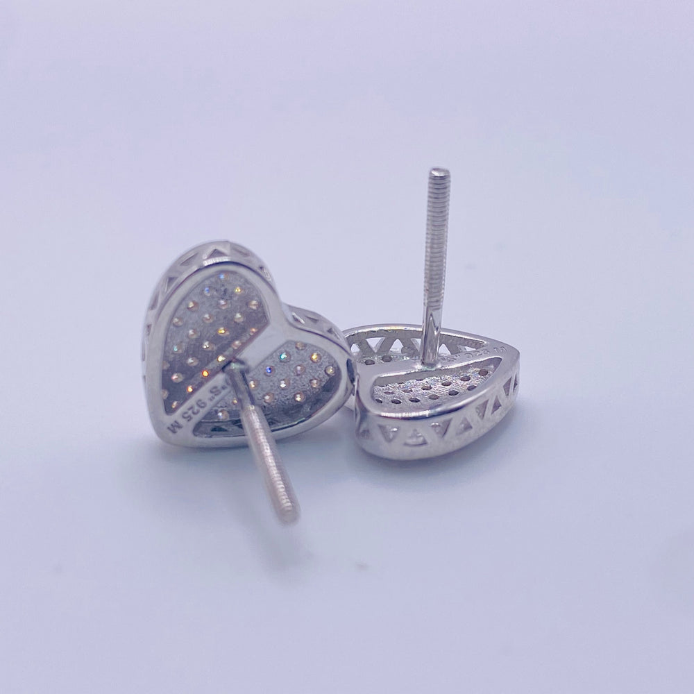 Real 925 Sterling Silver Moissanite 0.54 CTW Dazzling Heart Stud Earrings