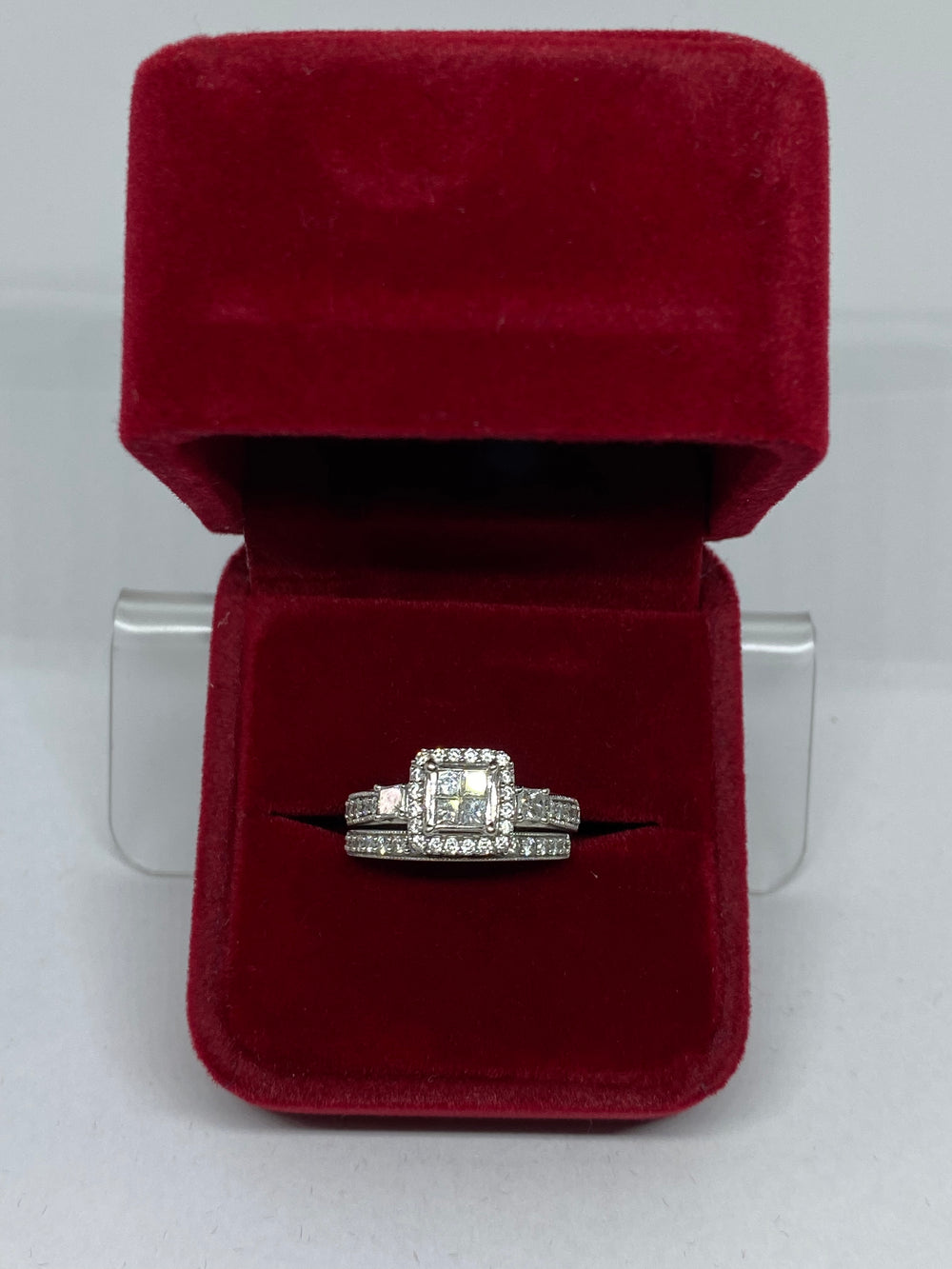 Real 10KT White Gold & 1.4CTW Diamond Lady Ring Set