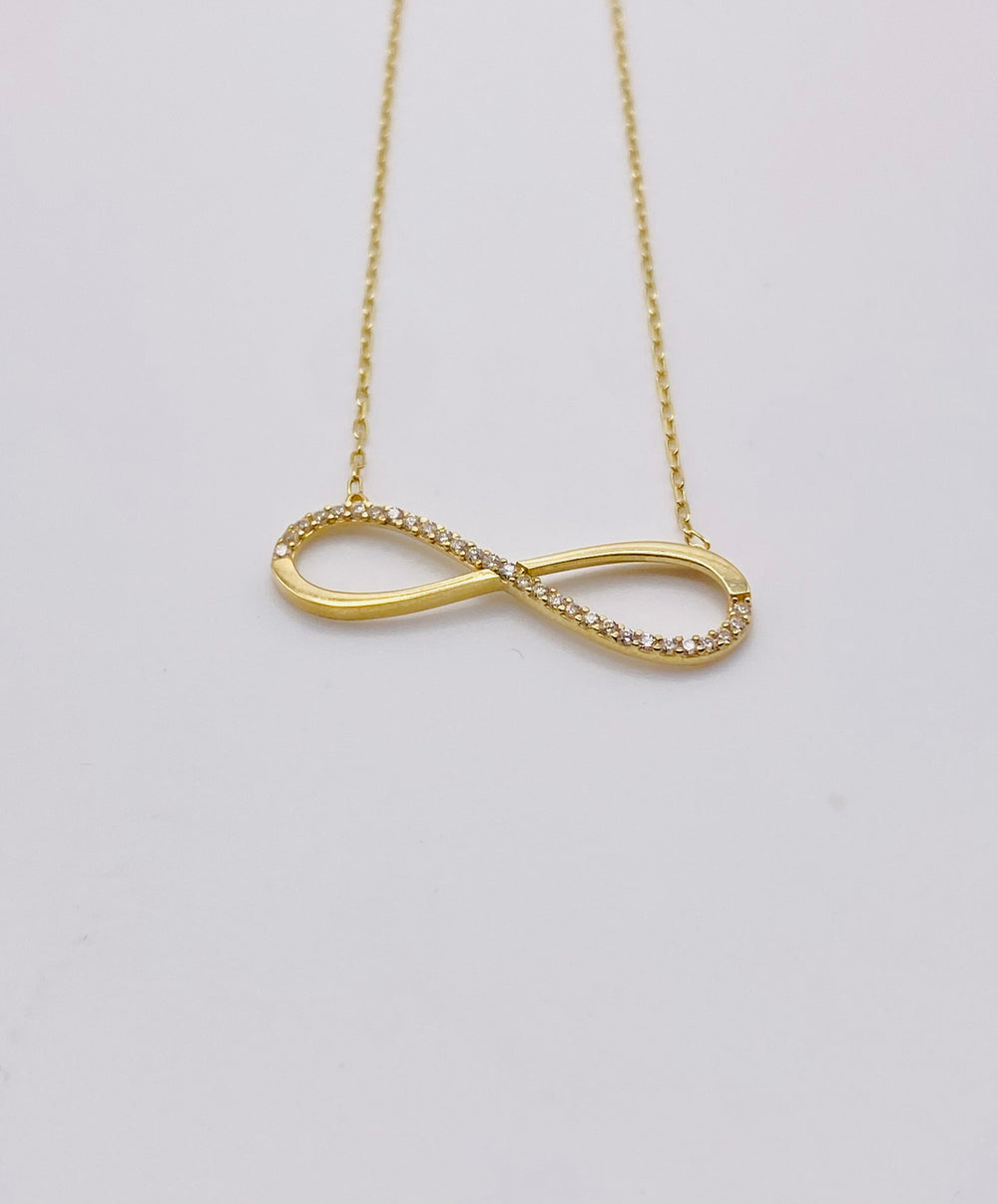 Real 10KT Gold Chain & ‘Infinite’ Charm with Cubic Zirconia Stones