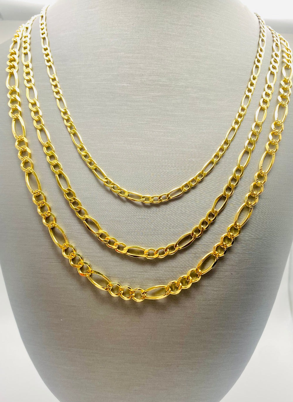 Real 14KT Gold Modern Style Figaro chains
