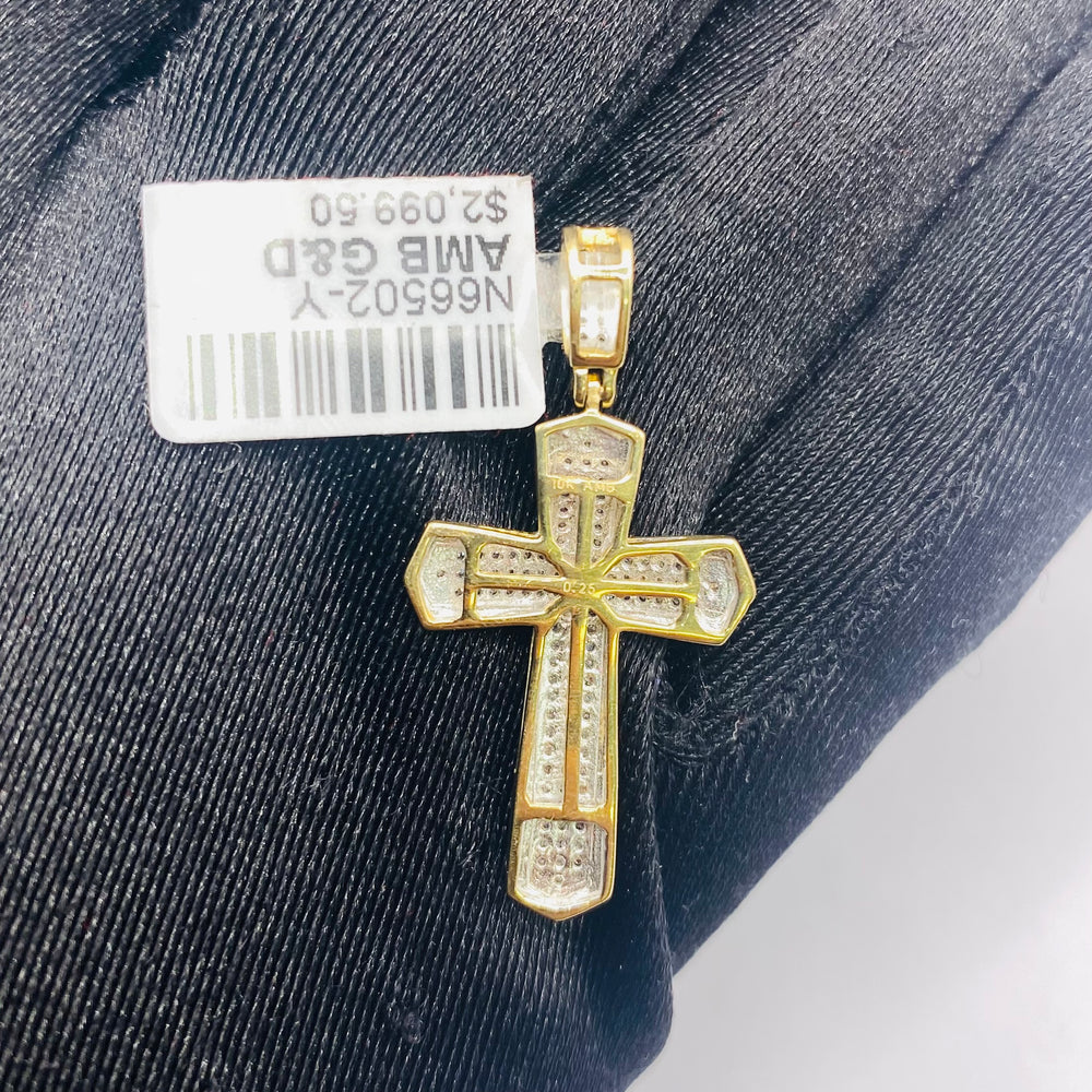Real 10KT Gold with 0.25 CTW Diamond “Cross” Charm