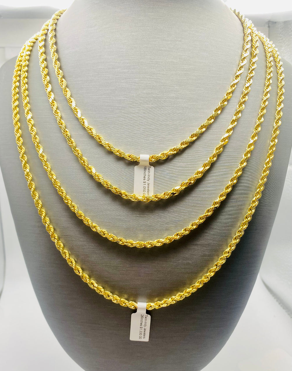 Real 10K Gold 4mmModern Style Rope Chain